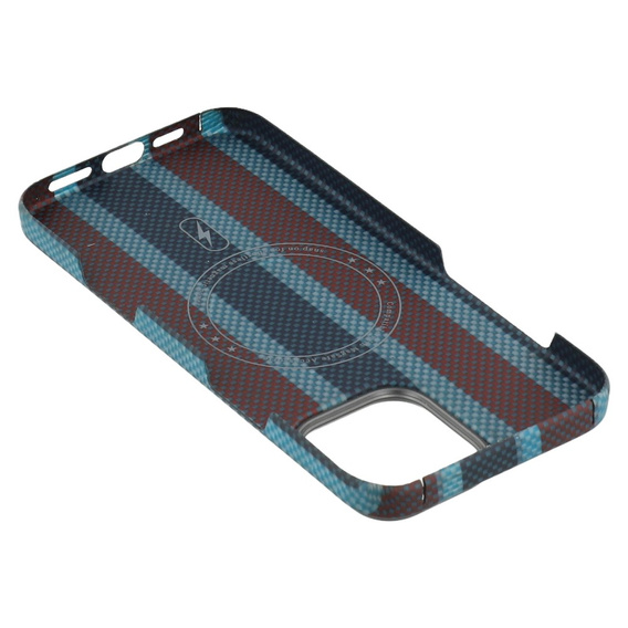 Θήκη για iPhone 16 Pro Max, Aramid Fiber Slim Case, για MagSafe, μπλε / κόκκινο