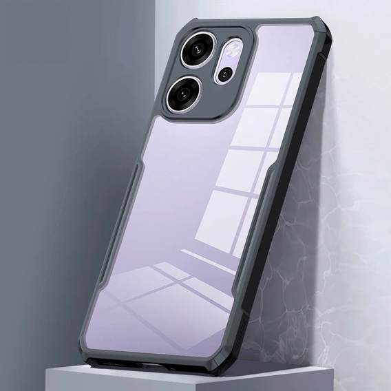 Θήκη για Oppo Reno 14F, ενισχυμένη, διαφανής με μαύρες πλευρές
