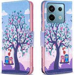Θήκη με πτερύγιο για Xiaomi Redmi Note 13 Pro 5G, Wallet, Owls & Tree