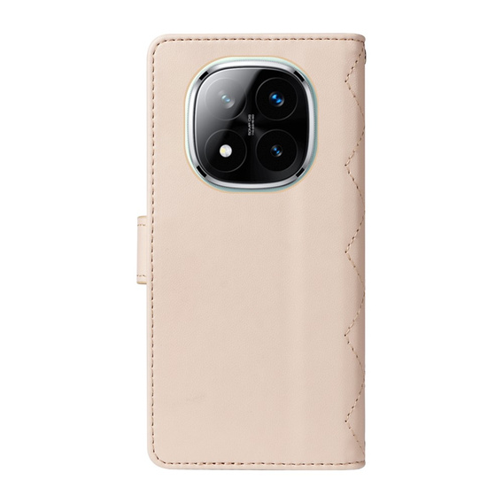 θήκη πτερύγιο για Xiaomi Redmi Note 14 Pro 5G / Xiaomi Redmi Note 14 Pro+ 5G / Xiaomi Poco X7 5G, Rhombus Crossbody Leather, μπεζ