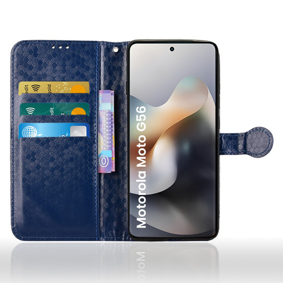 θήκη πτερύγιο για Motorola Moto G56 5G, Wallet Rhombus, μπλε