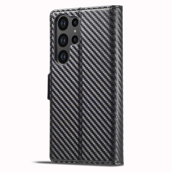 Θήκη με πτερύγιο για Samsung Galaxy S24 Ultra, Carbon LC.IMEEKE, μαύρη
