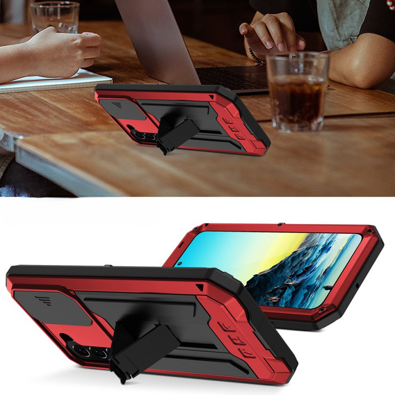 Θωρακισμένη θήκη για Samsung Galaxy S22, R-JUST CamShield Slide, κόκκινη