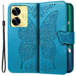 Θήκη με πτερύγιο για Realme C55, Butterfly, μπλε