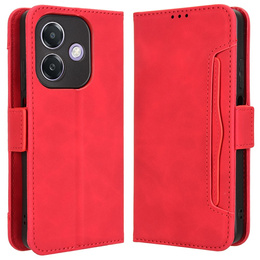 Θήκη με πτερύγιο για Oppo A40 / Oppo A40m, Card Slot, κόκκινη