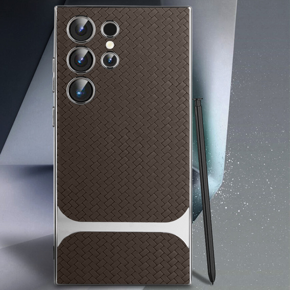 Θήκη για Samsung Galaxy S24 Ultra, GKK Woven Leather, καφές