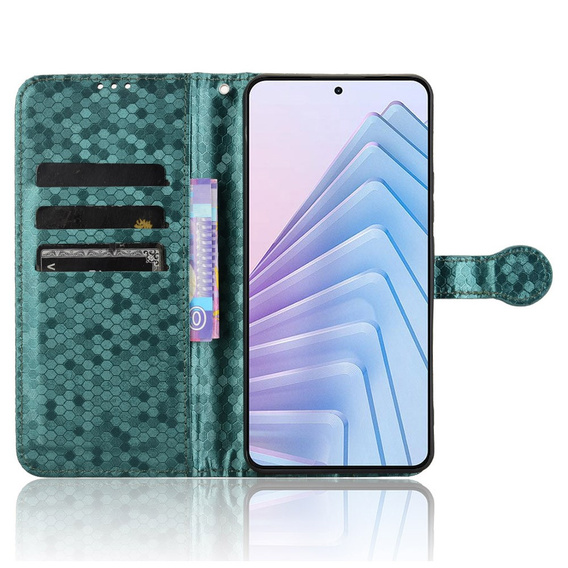θήκη πτερύγιο για Xiaomi Redmi Note 14 4G, Wallet Rhombus, πράσινη