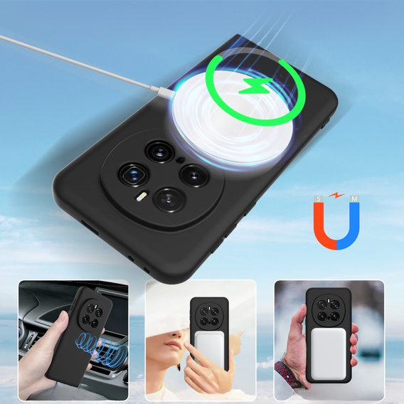 Θήκη για Honor Magic7 Pro 5G, Silicone MagSafe, μαύρη