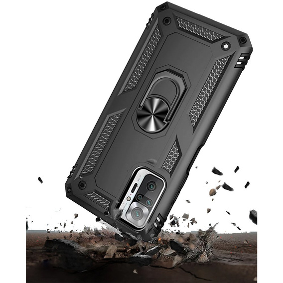 θωρακισμένη θήκη για Xiaomi Redmi Note 10 Pro, Nox Case Ring, μαύρη