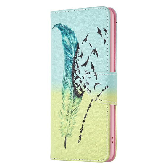 Θήκη με πτερύγιο για Samsung Galaxy S23 FE, Wallet, Feather μπλε / κίτρινη