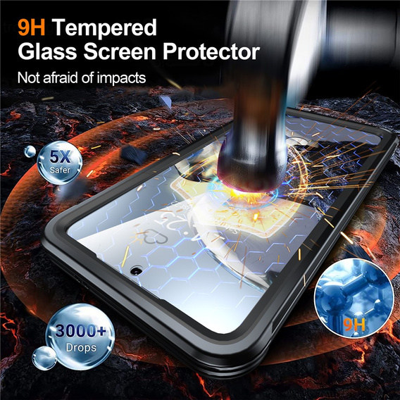 Θήκη για Samsung Galaxy S25 FE, Shockproof, με γυαλί, για MagSafe, μαύρη