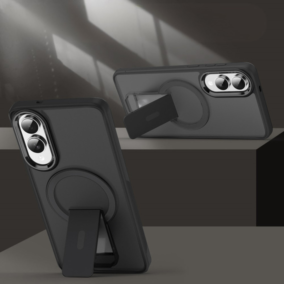 Θήκη για Samsung Galaxy S25 Edge, Kickstand Matt Case, για MagSafe, μαύρη