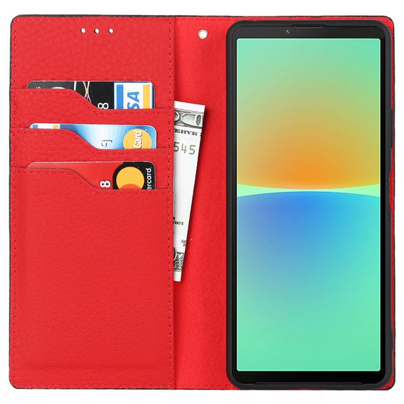 Θήκη για Sony Xperia 10 IV 5G, Wallet Litchi Leather, μαύρη