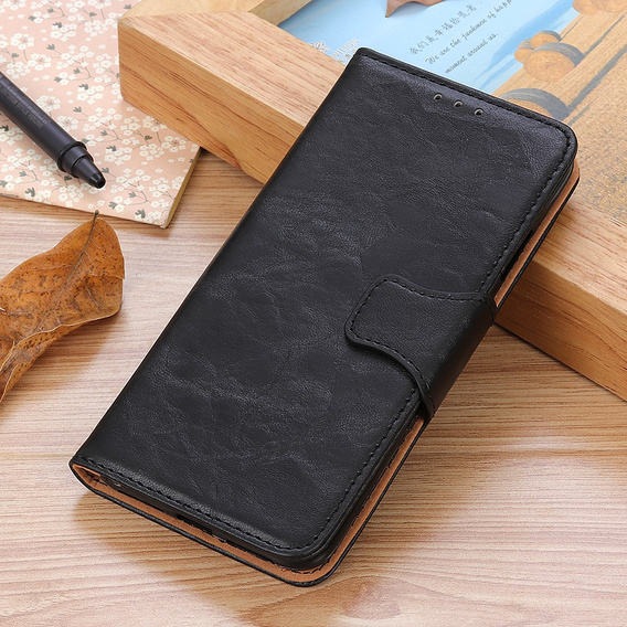 Θήκη με πτερύγιο για Samsung Galaxy S25 Edge, Crazy Horse Wallet, μαύρη
