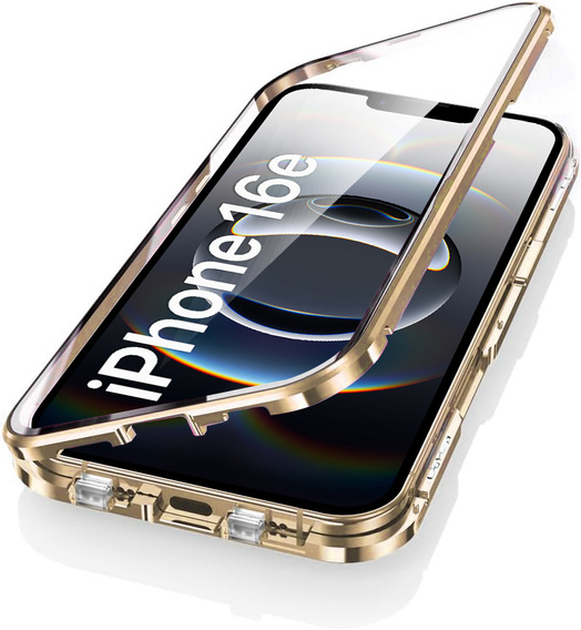 θήκη για το iPhone 16E, Magnetic Dual Glass, χρυσή