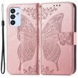 Θήκη με πτερύγιο για Samsung Galaxy M23 5G / M13, Butterfly, ροζ rose gold