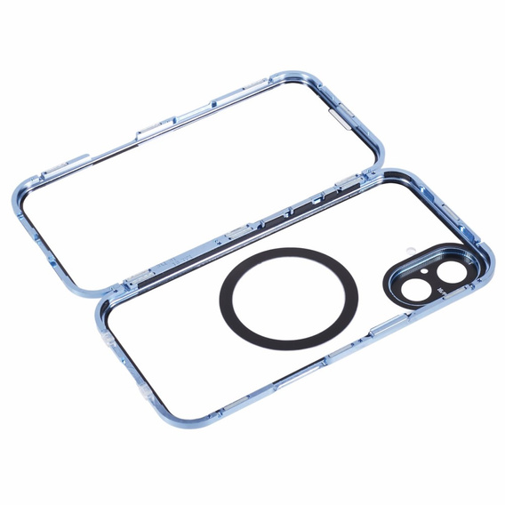 Μαγνητική θήκη MagSafe Dual Glass για iPhone 16, μπλε