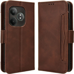 Θήκη με πτερύγιο για Realme GT 6 / 6T, Card Slot, καφέ