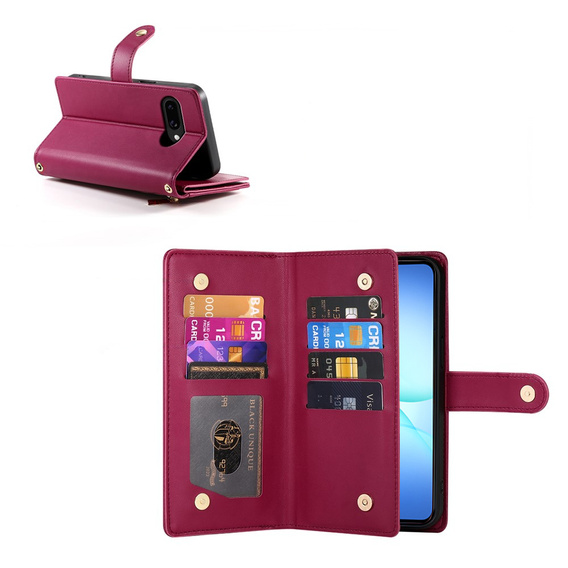 Θήκη πορτοφόλι φερμουάρ τσέπη flip για Samsung Galaxy A17 5G, πορτοφόλι φερμουάρ τσέπη, κόκκινο