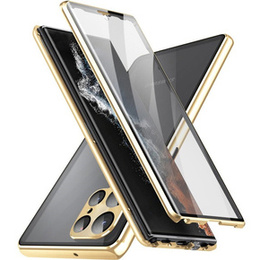 θήκη για το Samsung Galaxy S22 Ultra, Magnetic Dual Glass, χρυσή