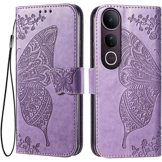 Θήκη με πτερύγιο για Vivo V50 Lite 4G / 5G, Butterfly, μωβ