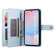 Θήκη με πτερύγιο για Samsung Galaxy S24 FE, Wallet Zipper Pocket, μπλε