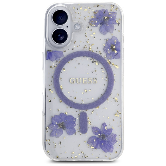 Θήκη GUESS HC MagSafe Resin Flowers and Glitter για iPhone 16
