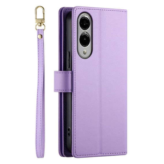 Θήκη με πτερύγιο για Samsung Galaxy S25 Edge, Wallet Zipper Pocket, μωβ