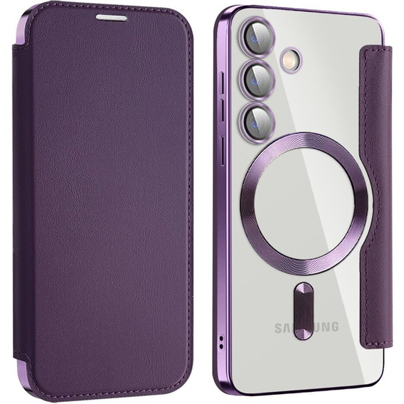 Θήκη με πτερύγιο για Samsung Galaxy S24+ Plus, RFID Wallet MagSafe CamShield, μωβ