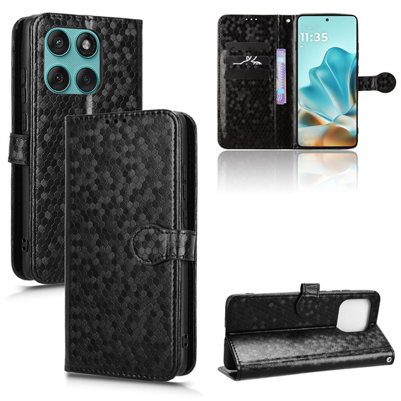 θήκη πτερύγιο για Motorola Edge 60 / 60 Fusion, Wallet Rhombus, μαύρη