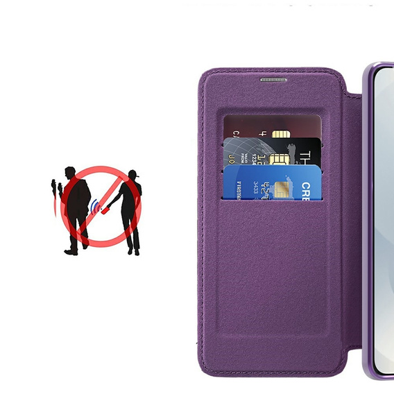 Θήκη με πτερύγιο για Samsung Galaxy S25 Edge, RFID Wallet MagSafe CamShield, μωβ