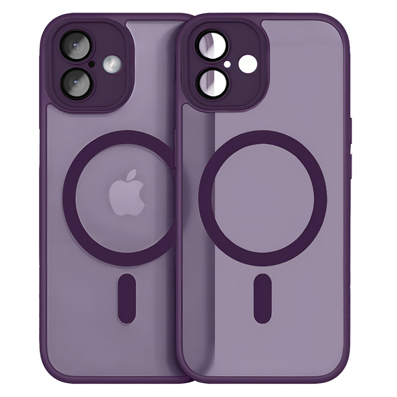 Θήκη για iPhone 16 Plus, για MagSafe, ERBORD Μatt Case, σκούρο μωβ + Γυαλί οθόνης