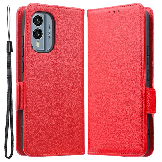 Θήκη με πτερύγιο για Nokia X30 5G, Wallet Litchi Magnet Case, κόκκινη