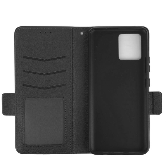 Θήκη με πτερύγιο για Motorola Moto G72, Wallet Litchi Magnet, μαύρη