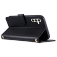 θήκη πτερύγιο για Samsung Galaxy S25 FE, Rhombus Crossbody Leather, μαύρη