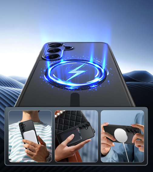 Ματ θήκη για Samsung Galaxy A17 5G, για MagSafe, ημιδιαφανές μαύρο