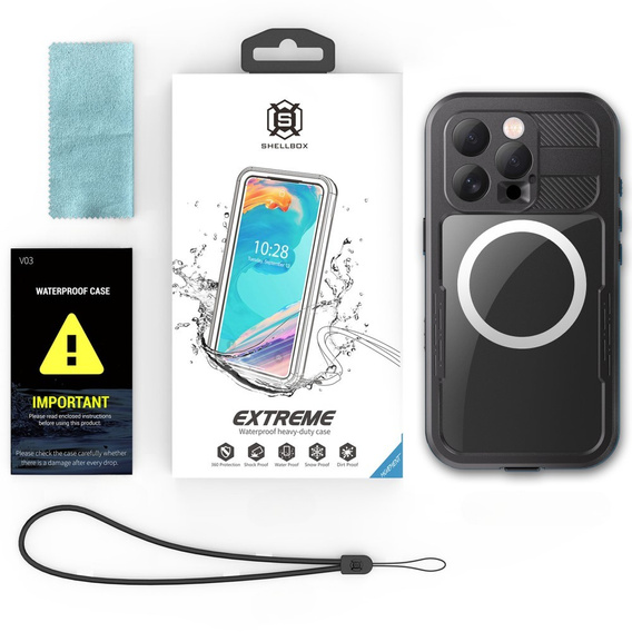 Αδιάβροχη θήκη IP68 για iPhone 16 Pro, SHELLBOX MagSafe, μαύρη