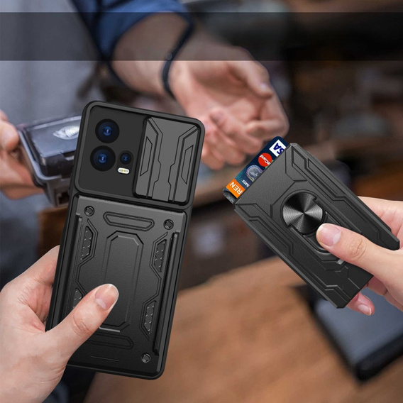Θωρακισμένη θήκη για Motorola Edge 30 Fusion 5G, Camera Slide Card Slot, μαύρη