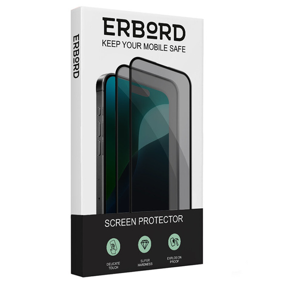 Γυαλί ERBORD Anti-Spy για iPhone 17 Pro / 17 / 16 Pro, ERBORD Anti-Spy Σκληρυμένο