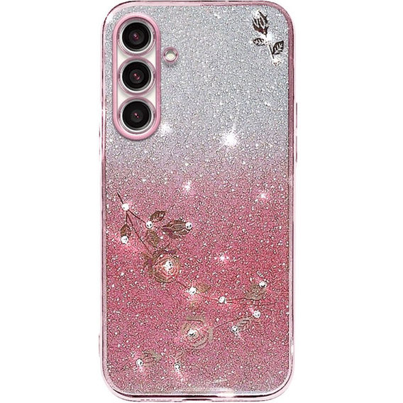 Θήκη για Samsung Galaxy A54, Glitter Flower, ροζ rose gold