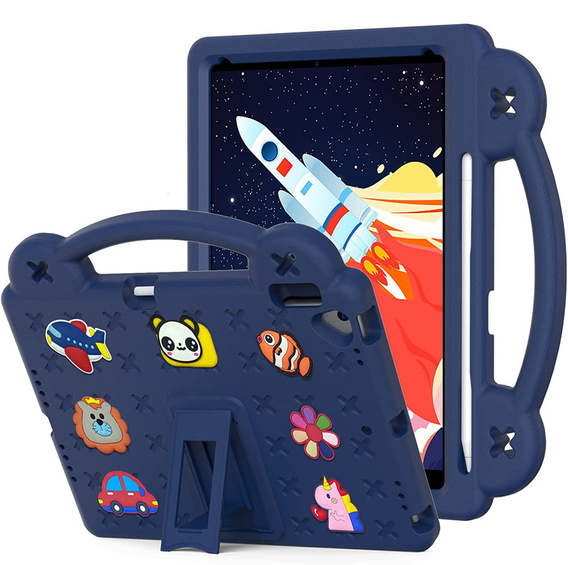 Παιδική θήκη για iPad 10.2" 2021/2020/2019 (9/8/7 gen.) / Air 10.5" 2019 (3 gen.), Cute Patterns, με βάση, σκούρο μπλε