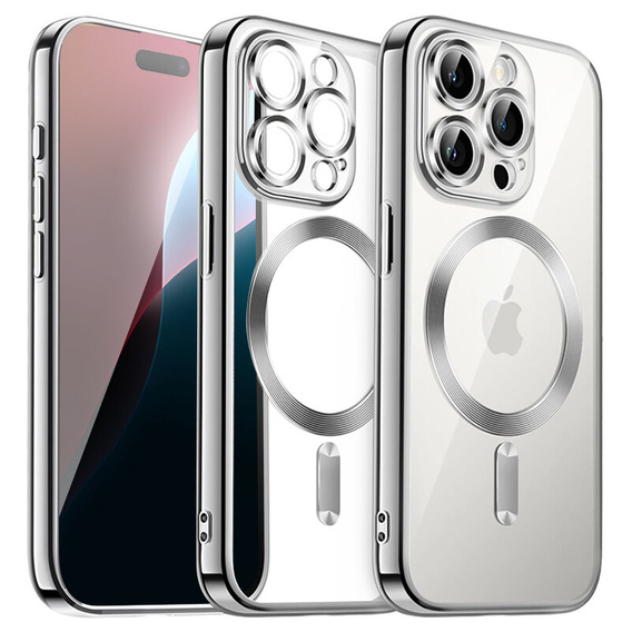 Θήκη για iPhone 16 Pro, Electro MagSafe, ασημένια + Γυαλί για την οθόνη