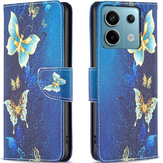 Θήκη με πτερύγιο για Xiaomi Redmi Note 13 Pro 5G, Wallet, Butterflies μπλε
