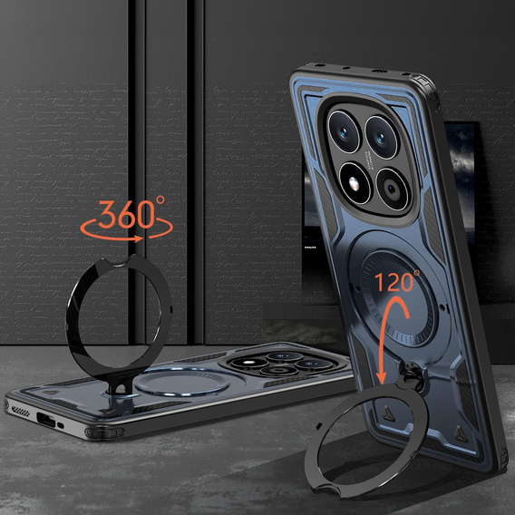 Θήκη για Xiaomi Redmi Note 14 Pro+ 5G, Στρατιωτικό MagSafe, μπλε + γυαλί 9H