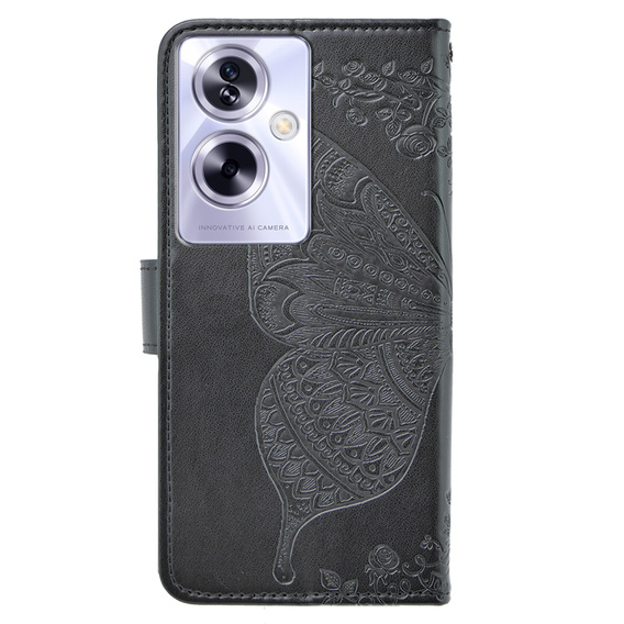 Θήκη με πτερύγιο για Oppo A79 5G, Butterfly, μαύρη