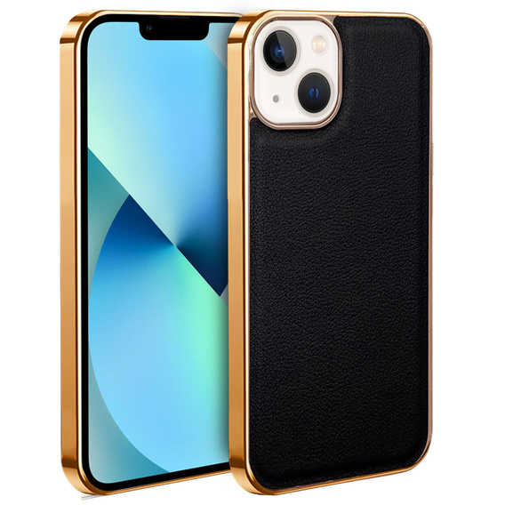 Θήκη για iPhone 13, Cowhide Leather, μαύρη