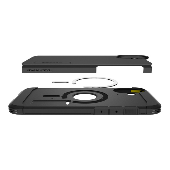 θήκη Spigen για iPhone 16 Plus, Tough Armor Mag Mag MagSafe, μαύρη + μετριασμένο γυαλί 9H