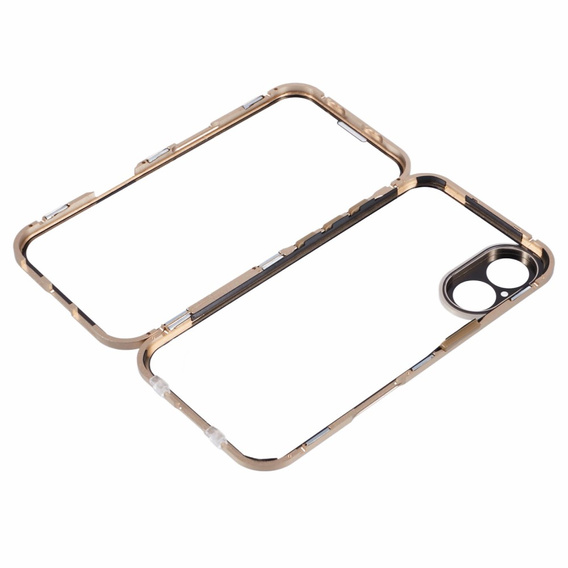 θήκη για το iPhone 16, Magnetic Dual Glass, χρυσή