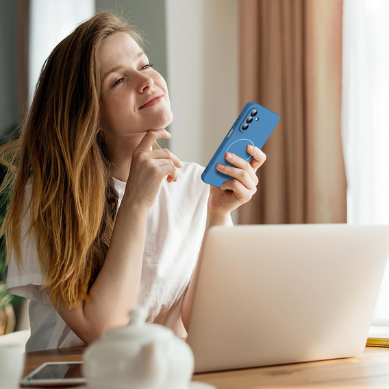 Θήκη σιλικόνης για Samsung Galaxy A17 5G, για MagSafe, μπλε