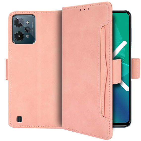 Θήκη με πτερύγιο για Realme C31, Card Slot, ροζ